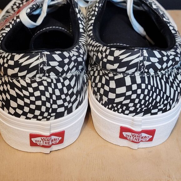 Vans Era Ultra Cush Warped Checkerboard Black White Sticker Tag Men 12 Low Top - Picture 5 of 7